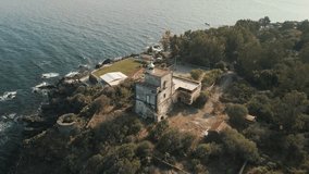 Aerial view of Capomulini Lighthouse in Catania, Italy