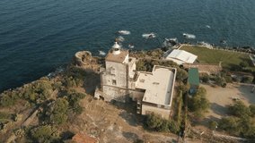 Aerial view of Capomulini Lighthouse in Catania, Italy