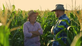 Son and father speaking on corn field in countryside - Powered by Shutterstock - Get 15% off with code: PIKWIZARD15