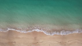 Phuket Thailand Fiji tropical beach Aerial drone top down zoom out view, bird eye view of azure waves and sand. Beautiful sea wave come to beach. Sky blue shallow water paradise copy space concept - Powered by Shutterstock - Get 15% off with code: PIKWIZARD15