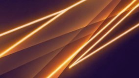 Dark blue geometric motion design with orange neon laser lines. Technology background. Seamless looping. Video animation