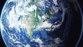 Earth zoom in from space and focus on Rees, Germany. 3D Animation. Video footage. Background for travel intro.