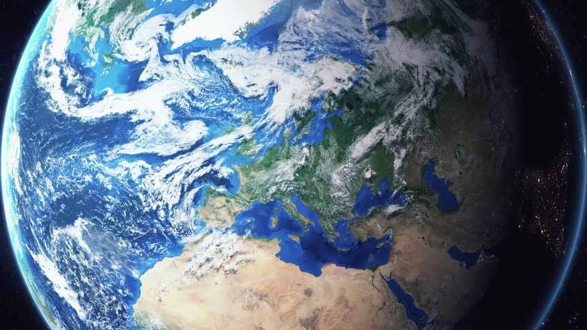 Earth zoom in from space and focus on Portales, New Mexico, USA. 3D Animation. Video footage. Background for travel intro.