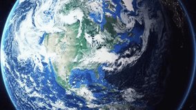 Earth zoom in from space and focus on Traunreut, Germany. 3D Animation. Video footage. Background for travel intro.