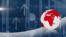 Animation of spinning globe, plexus networks and arrows moving upwards against server room. Global networking and business data storage technology concept - Powered by Shutterstock - Get 15% off with code: PIKWIZARD15