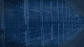 Animation of spinning globe and binary coding data processing against computer server room. Global networking and business data storage technology concept - Powered by Shutterstock - Get 15% off with code: PIKWIZARD15