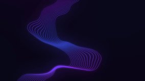 Abstract neon blue and purple line wave flowing on black background. Futuristic technology concept