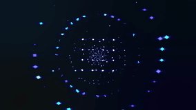 Dynamic bright abstract tunnel with flying shapes, circles, squares, particles and glowing rings in poison color. Trendy animation for video. Fast motion effect. Vertical video 4K - Powered by Shutterstock - Get 15% off with code: PIKWIZARD15