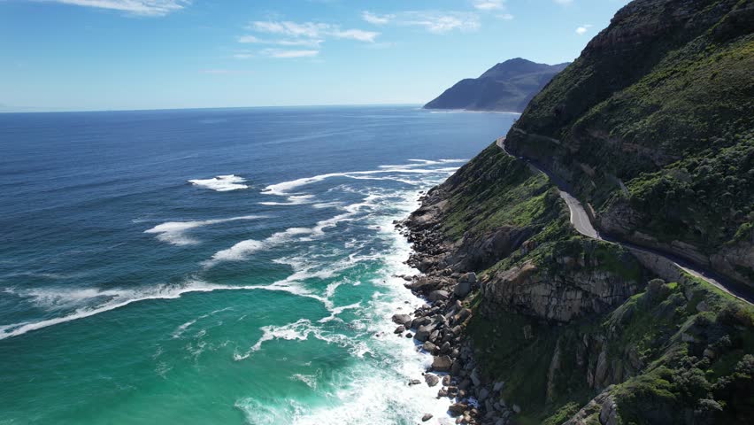 Aerial view of Noordhoek Long Beach in Cape Town, South Africa