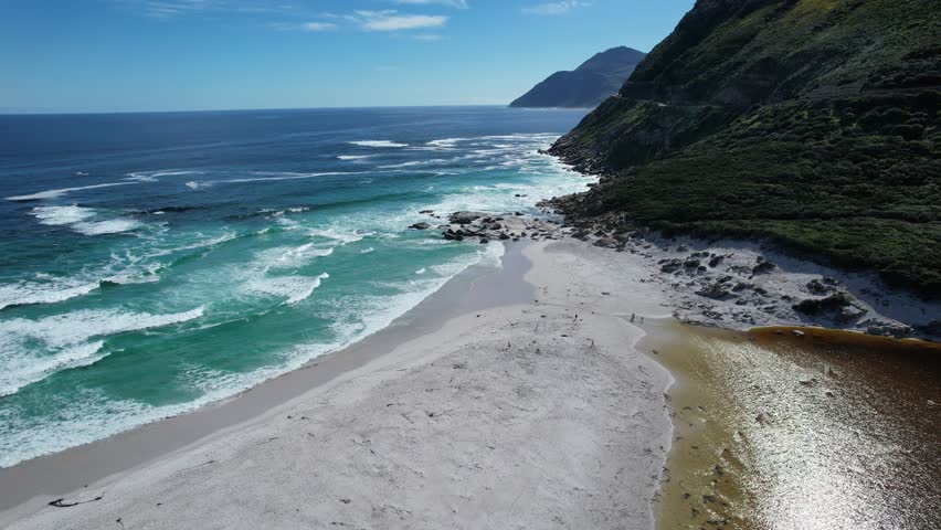 Aerial view of Noordhoek Long Beach in Cape Town, South Africa