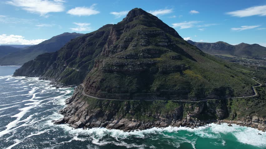 Aerial view of Noordhoek Long Beach in Cape Town, South Africa