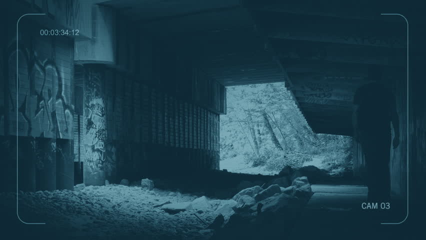 CCTV Man With Backpack Walking Beneath Highway Bridge