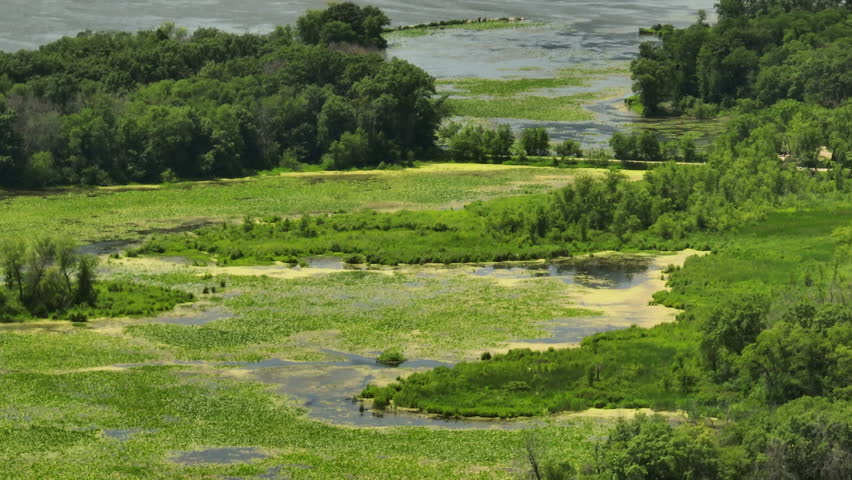 Perrot State Park nature wetland slough marsh environment Trempealeau, aerial