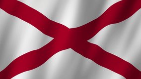 Alabama State Flag. National 3d Alabama flag waving. Flag of Alabama footage video waving in wind. Flag of Alabama 4K Animation