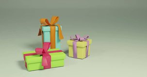 Animation of happy holidays text and christmas gift on grey background. Christmas, tradition and celebration concept digitally generated video.