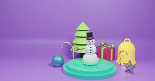 Animation of feliz navidad text and christmas decorations on purple background. Christmas, tradition and celebration concept digitally generated video.