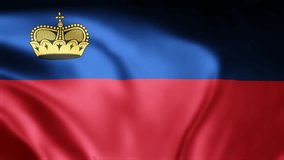 Liechtenstein waving flag seamless loop animation. The National flag of Liechtenstein is 3d waving. Liechtenstein flag 4k High Resolution.