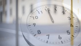 Animation of ticking clock against blurred view of people walking on the street. Business working hours and time management concept - Powered by Shutterstock - Get 15% off with code: PIKWIZARD15