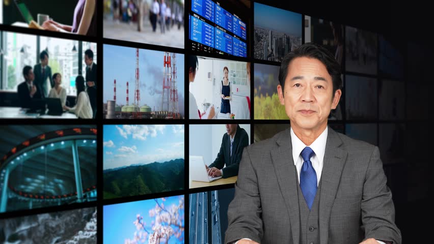 An announcer reporting the news on a news program