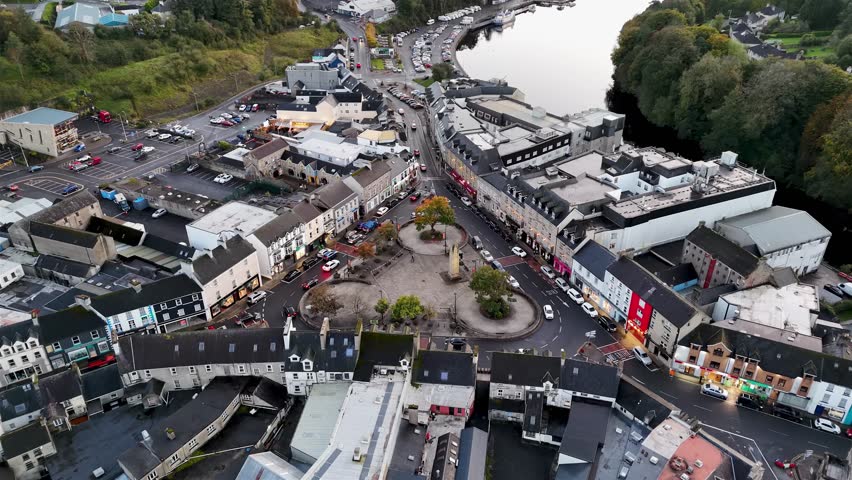 Aerial view of the Donegal Town Diamond, County Donegal, Ireland.