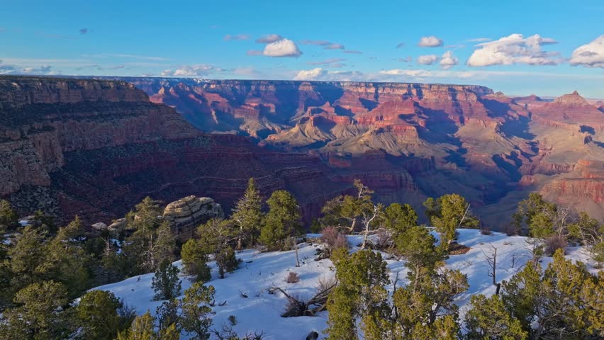 Panoramic Winter View Of Famous Grand Canyon National Park In Arizona, USA. aerial