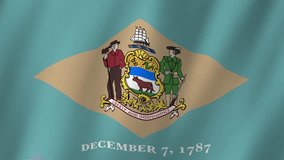 Delaware Flag. Delaware State Flag Waving. Flag of Delaware footage video waving in wind. Flag of Delaware 4K Animation