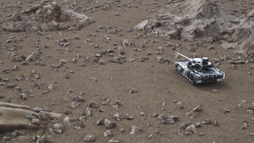 Shot from a tank in a field