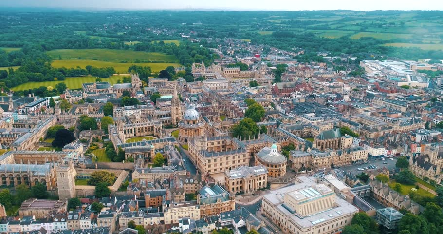 Aerial Oxford England City Establishing Shot Cinematic Drone