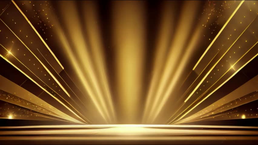 Digital Gold Wave and light abstract background with shining flare stars dust. Futuristic glittering Luxury golden sparkling on black background Royalty-Free Stock Footage #1110254341