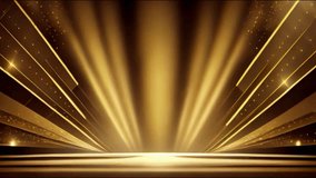 Digital Gold Wave and light abstract background with shining flare stars dust. Futuristic glittering Luxury golden sparkling on black background