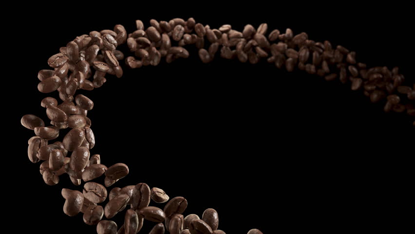 Coffee beans flying on a black background. | Shutterstock HD Video #1110269463