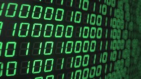 Green digital binary data on a computer screen. Camera pedestal movement. Wide angle lens close-up shot. Seamless loop 3D render animation - Powered by Shutterstock - Get 15% off with code: PIKWIZARD15