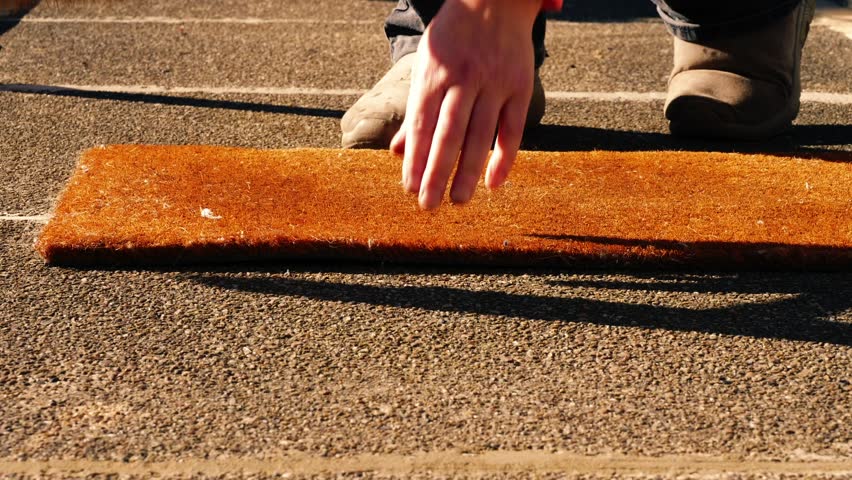 Sweeping under the rug concept medium zoom slow motion selective focus