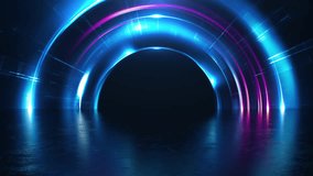 Abstract background with blue futuristic portal concept. Bright neon lights and flares animation for high technology design. Colorful energy circles motion texture. Seamless loop. - Powered by Shutterstock - Get 15% off with code: PIKWIZARD15
