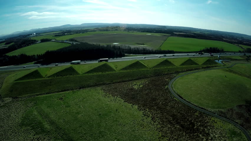Aerial shot of the Pyramid business park on the M8 in Scotland central belt