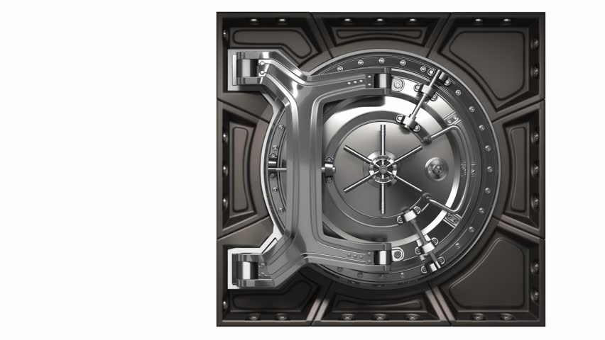 Round steel door of a bank vault. 3d illustration Royalty-Free Stock Footage #1110283991