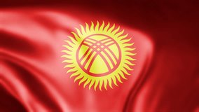 Kyrgyzstan flag waving animation. seamless loop animation flag video waving in wind. suitable for videos Independence Day or other holidays