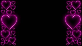 4k Glowing Pink Neon Lines Hearts Animation Isolated on Black Background. Valentine's Day or Woman's day Led Light pink hearts frame. Love Concept Hearts Frame. Love concept frame animation design.  - Powered by Shutterstock - Get 15% off with code: PIKWIZARD15