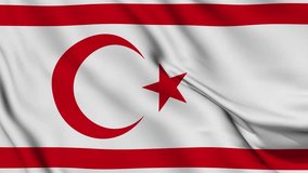 Turkish Republic of Northern Cyprus Waving Flag Realistic Animation Video