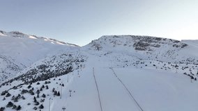 Ergan Ski Center and Ergan Mountain in the Winter Season Drone Video, Erzincan Turkiye (Turkey)