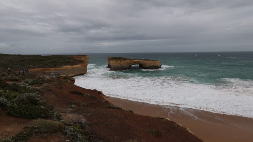 View from The London Bridge lookout along the Great Ocean Road, southern Australia