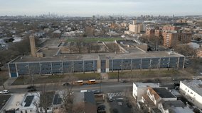 This video shows scenic aerial views of Canarsie High School in Brooklyn. 