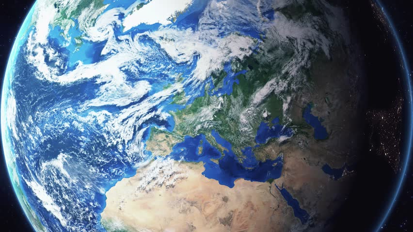 Earth zoom in from space and focus on Mitchell, South Dakota, USA. 3D Animation. Video footage. Background for travel intro.