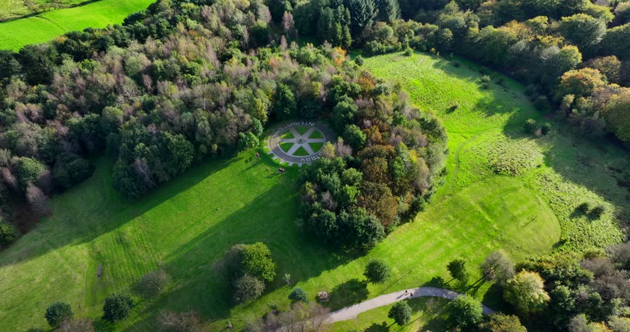 Aerial view of Rotary Wheel in Tandle Hills Country Park, United Kingdom