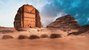 Madain Saleh is an ancient pre-Islamic archeological site in Saudi Arabia. UNESCO's World Heritage, Al-Ḥijr or Hegra, archaeological site located in Al-Ula, Al Madinah Region, Hejaz