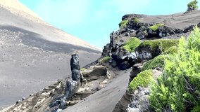 Capelinhos Volcano mountain in Faial Horta Island Azores coast of Atlantic Ocean