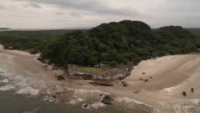 aerial video Fort Nossa Senhora dos Prazeres, Ilha do Mel, Paranagua, Parana, Brazil