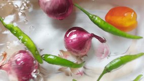 Beautiful video Fresh Tamato, onion and Chillies hot and spicy Organic vegetables and spice