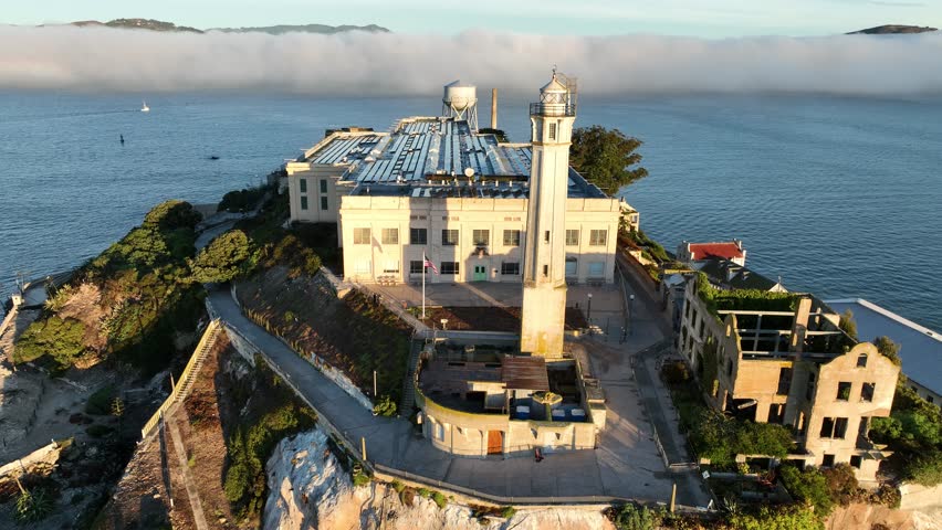 Alcatraz Island At San Francisco In California United States. Megalopolis Downtown Cityscape. Business Travel. Alcatraz Island At San Francisco In California United States.