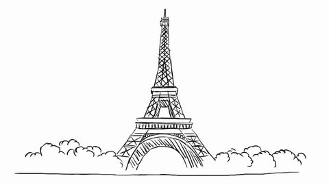 Hand drawn Eiffel Tower.